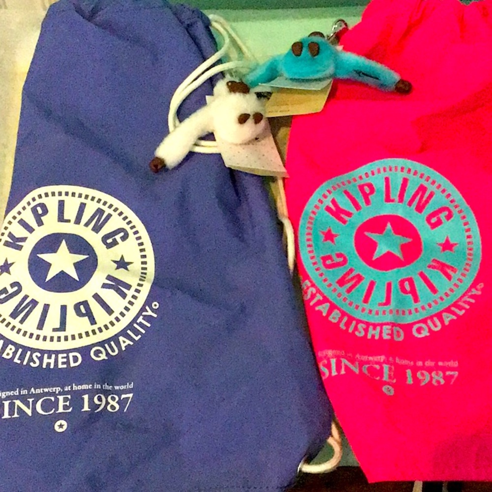 Final sale price❗️NWT 2 Kipling drawstring back packs with gorilla charms